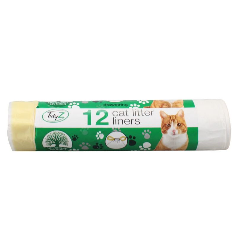 TidyZ Drawstring Cat Litter Liners 12 Pack
