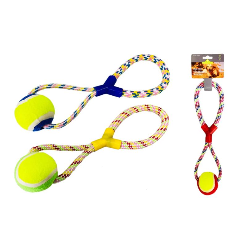 Pets That Play Dog Rope Toy Tugger With Ball