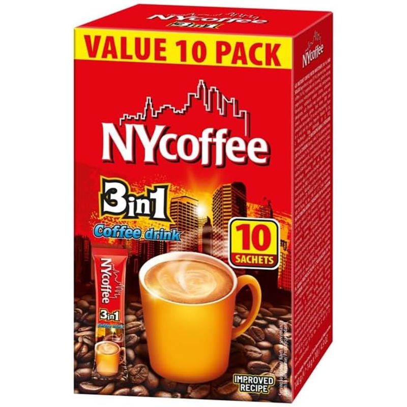 NY Coffee 3 in 1 White Coffee with Sugar 10 Pack