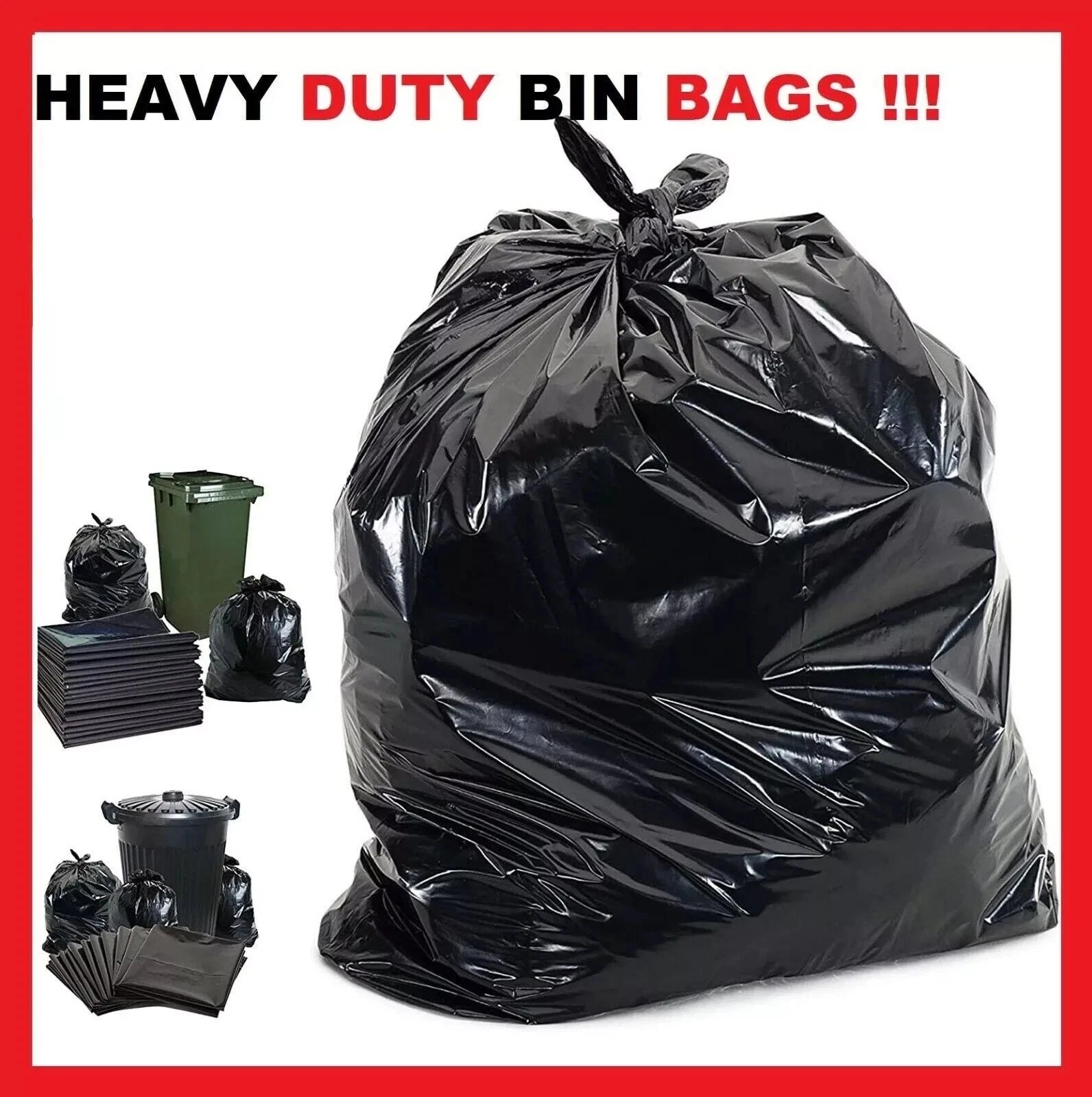 EXTRA STRONG BLACK HEAVY DUTY BIN LINERS BAGS RUBBISH WASTE REFUSE SACKS 200G UK